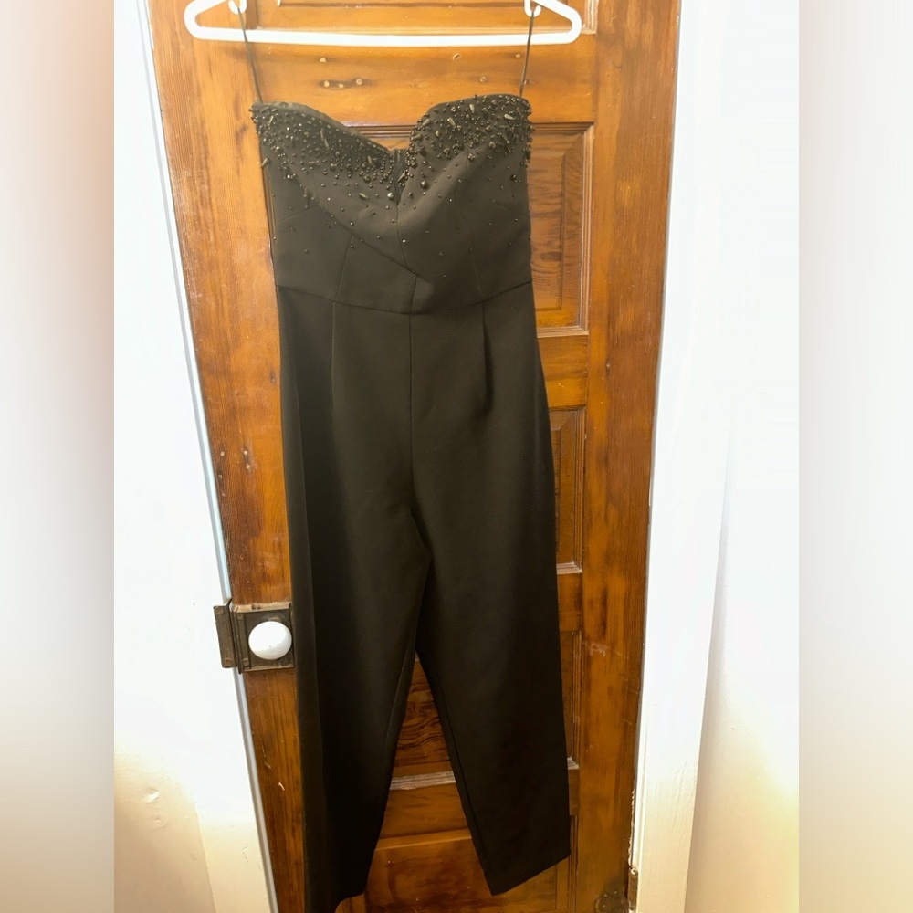 TOPSHOP black jumpsuit with beaded top.